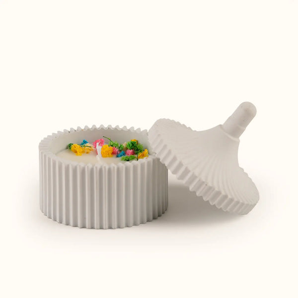 Trinket Jar Scented Candle with Dome Lid (Off White Gray)