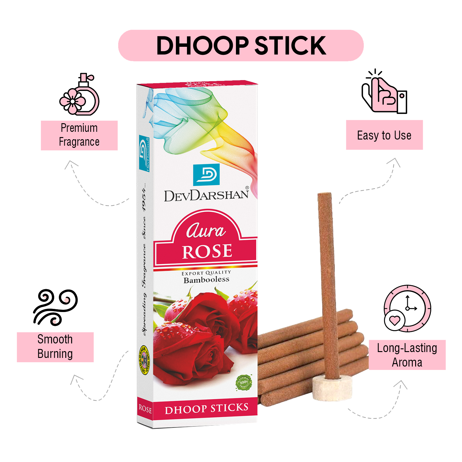 Aura-Dry-Dhoop-Sticks-(10-Sticks)-Rose-2