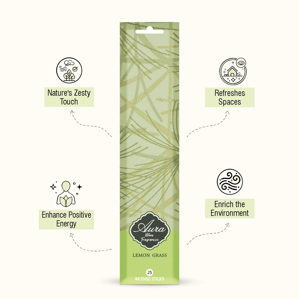 Lemon Grass Aura Incense Sleeve Pack (25 Sticks) 3