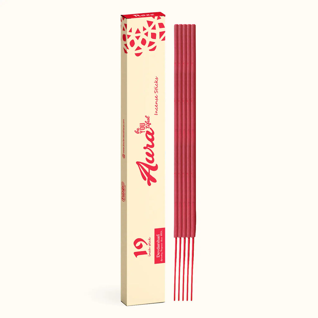 Pure Aura Rose Long Incense Sticks - Calm & Mindful Aroma
