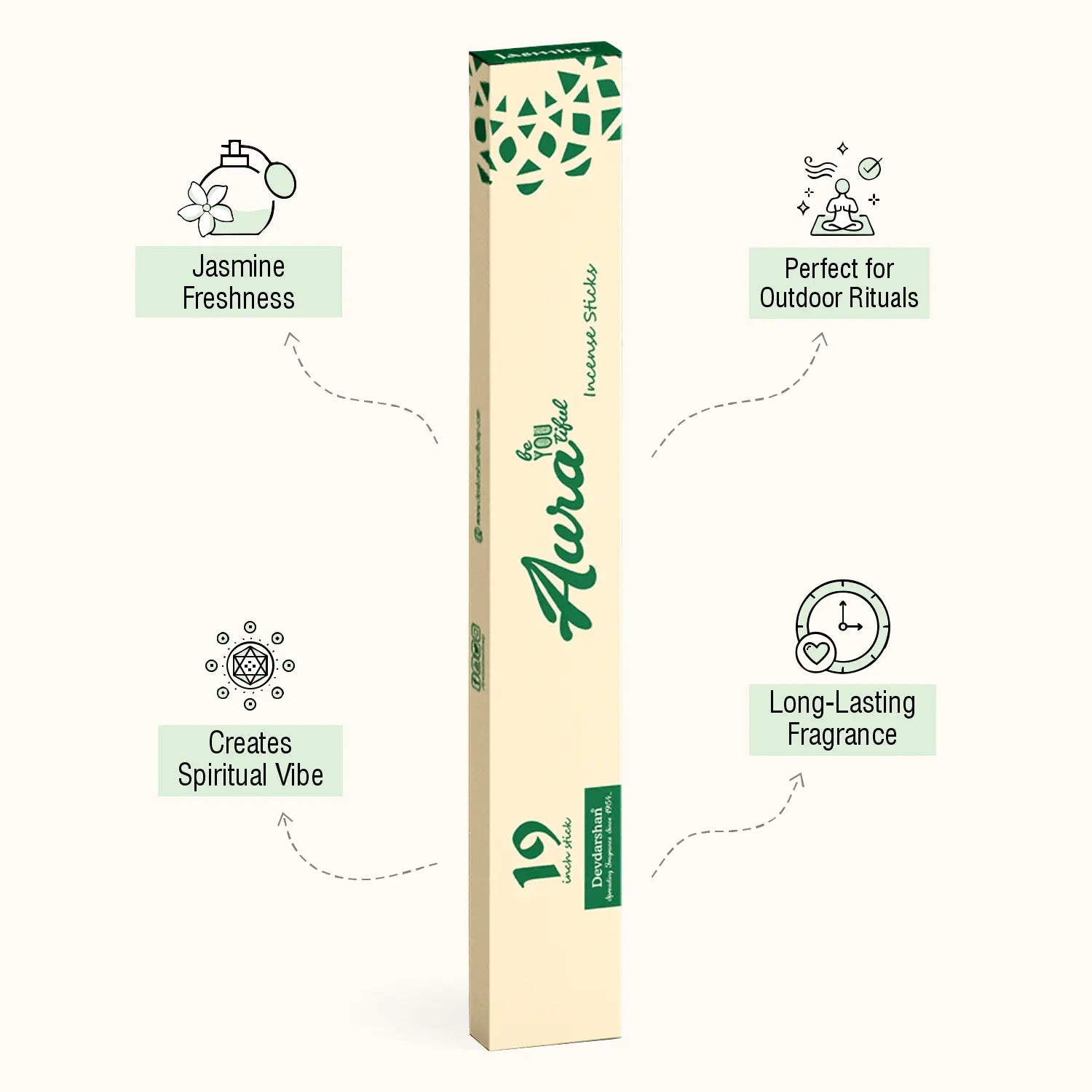 Jasmine Aura 19 Inch Long Incense Sticks (10 Sticks) 3
