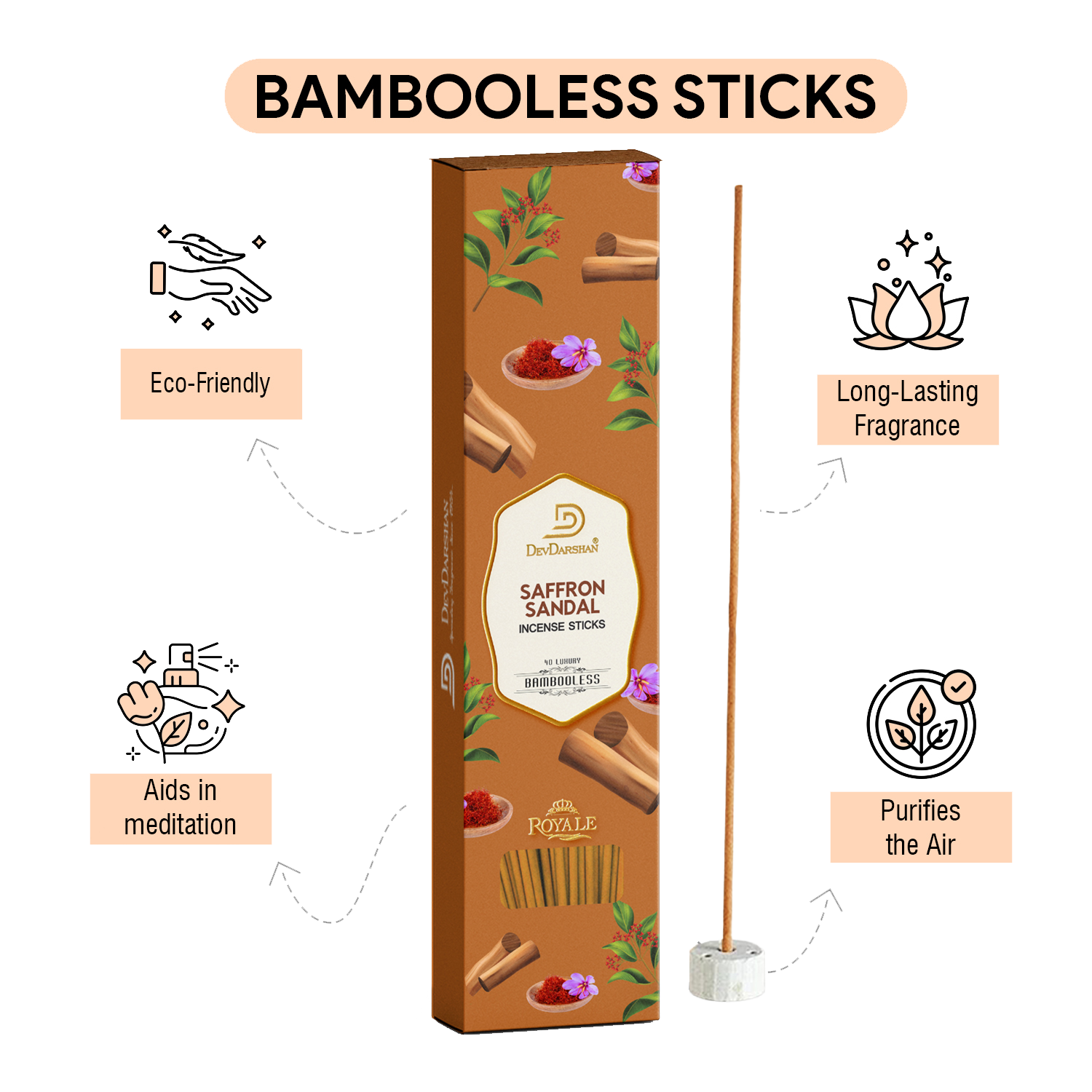 Saffron Sandal Bambooless Incense Sticks 2