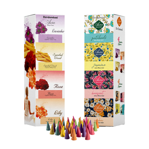 Buy Premium Aura Dhoop Cones – 8 Fragrances Combo Pack