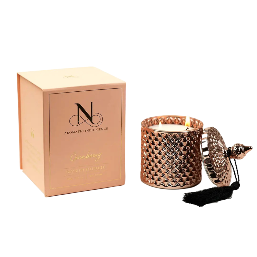 Buy Luxury Crystal Jar Cranberry Soy Candle - Cozy Home Glow
