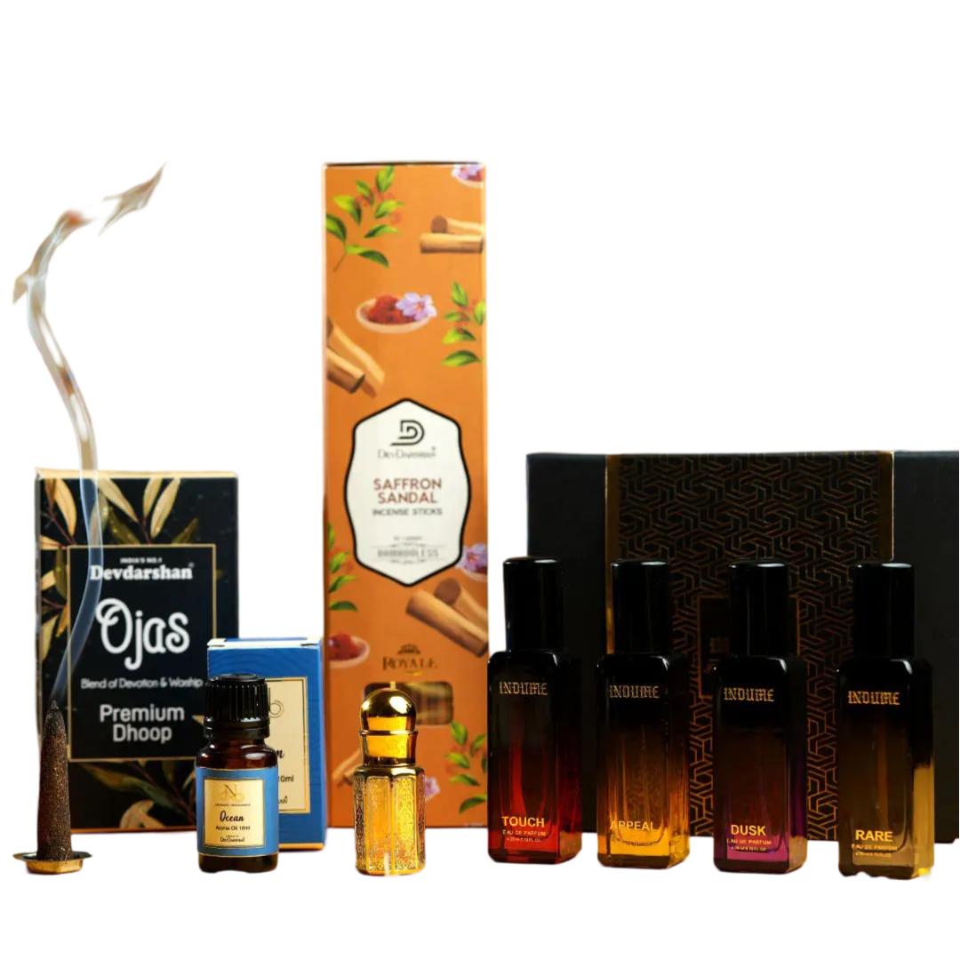 Serenity & Fragrance Combo Gift Set - Incense, Attar & Perfumes