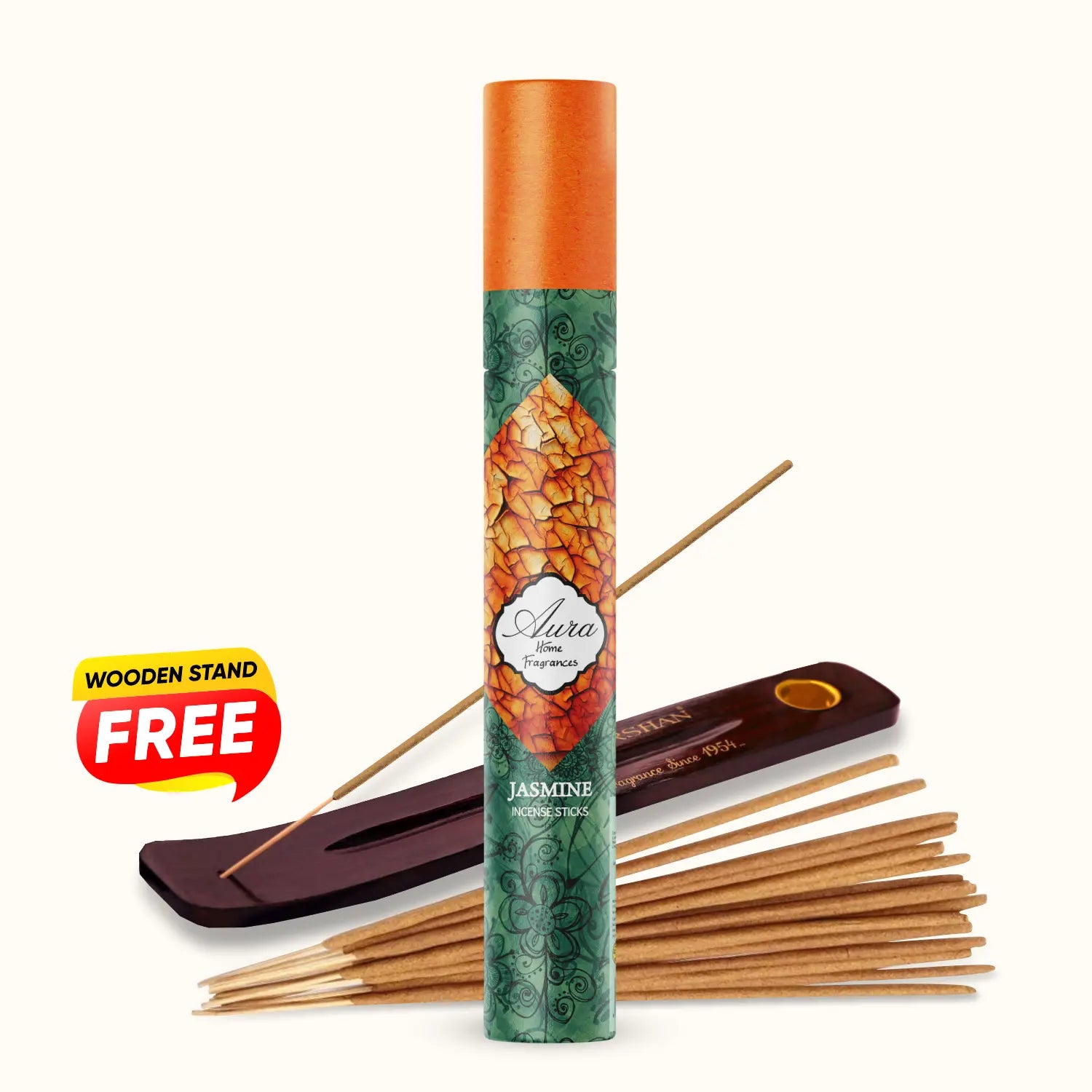Premium Aura Jasmine Incense Sticks Tube Pack + Dhoop holder