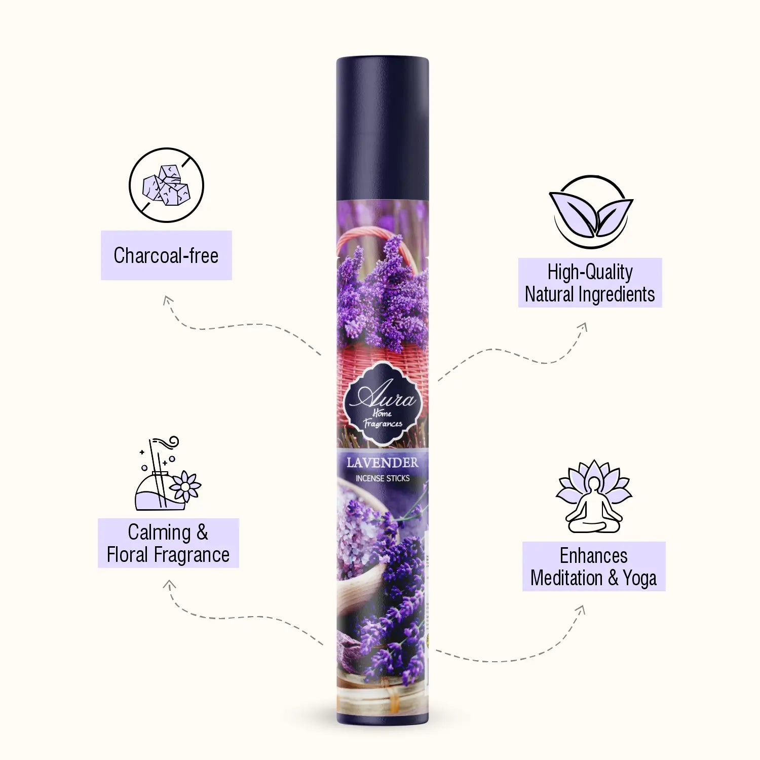 Lavender Aura Incense Sticks Tube Pack (40g) 3