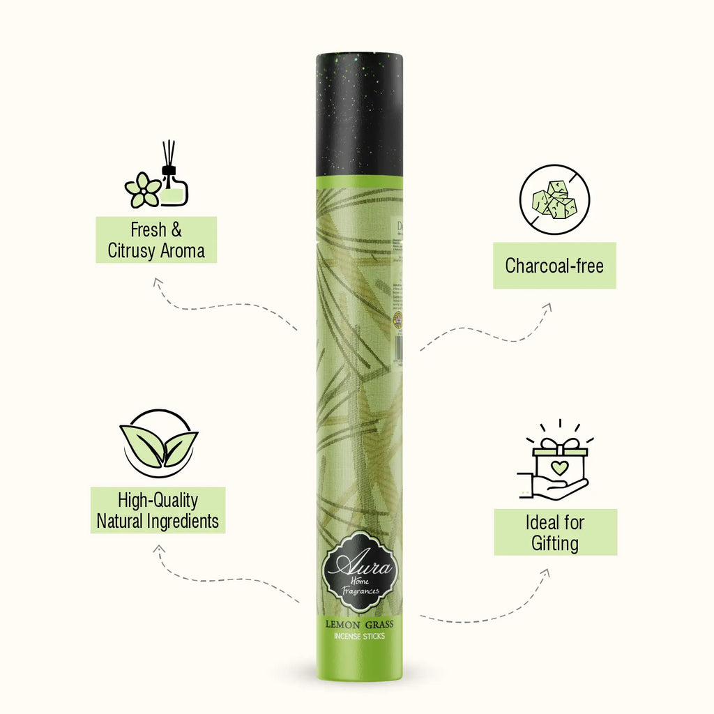 Lemongrass Aura Incense Sticks Tube Pack (40g) 3