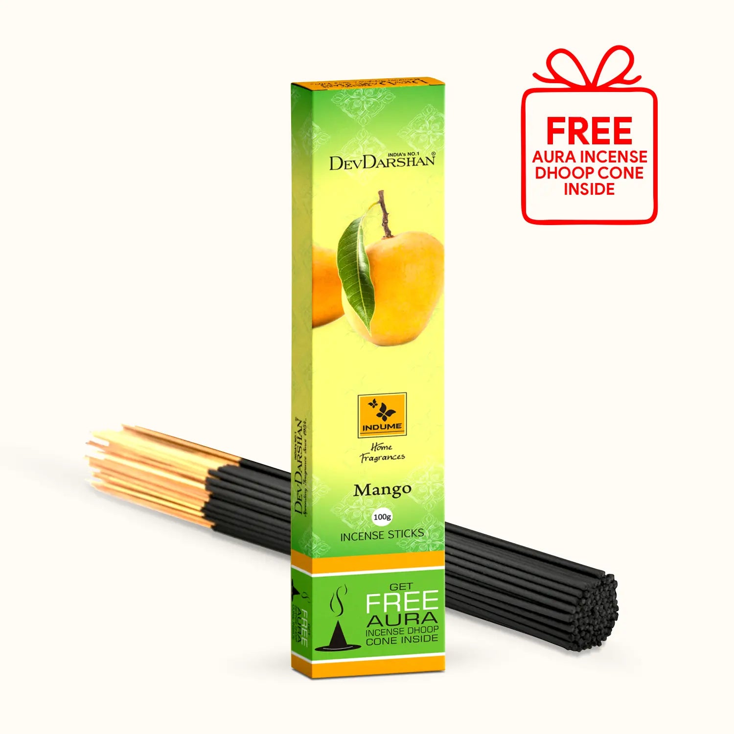 Indume Mango Incense Sticks with Free Dhoop Cones (100g)
