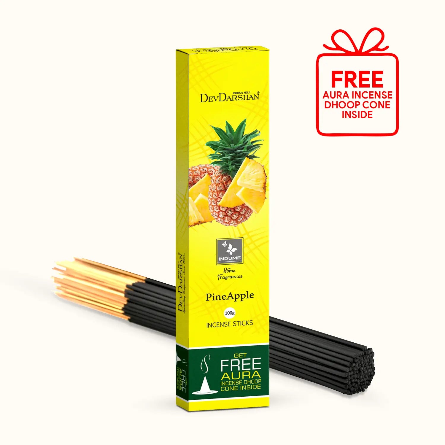 Indume Pineapple Incense Sticks with Free Dhoop Cones (100g)