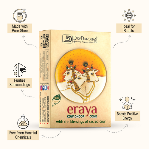 Eraya Cow Dung Dhoop Cone (18 Cones)