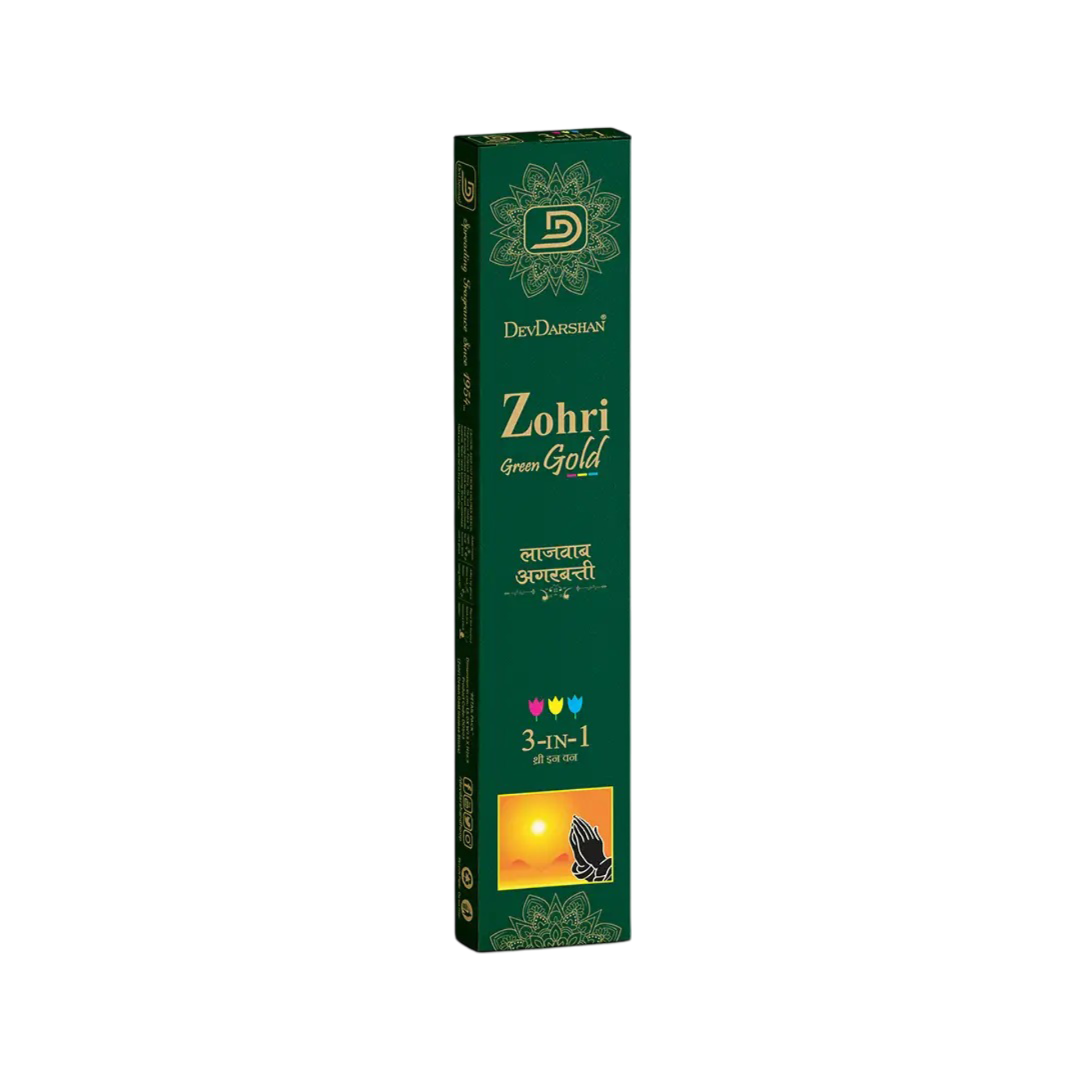 Zohri Gold Green 3-in-1 Incense Sticks – Long-Lasting