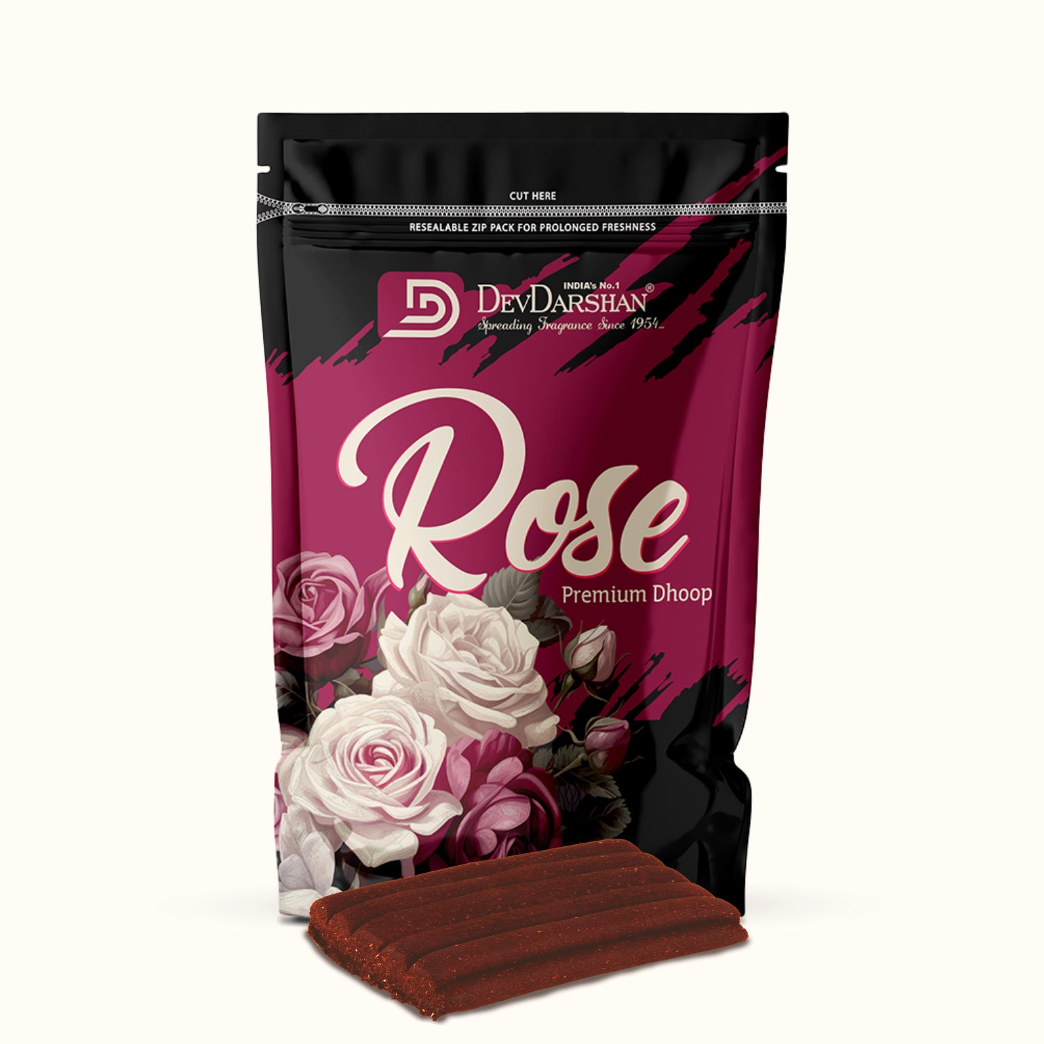 Rose Premium Wet Dhoop Sticks Zip Pack (20 Sticks) 1