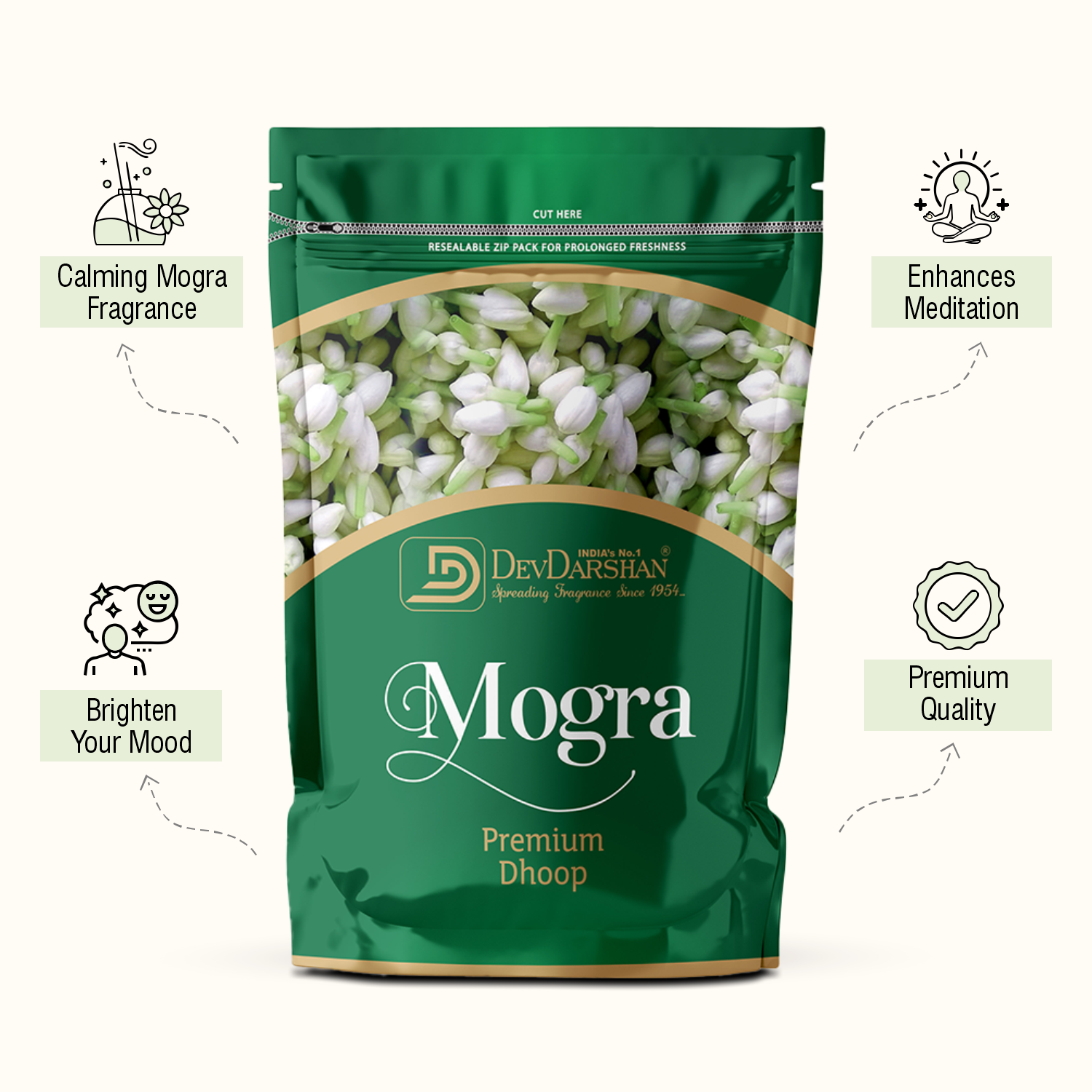 Mogra Premium Wet Dhoop Sticks Zip Pack (20 Sticks) 2