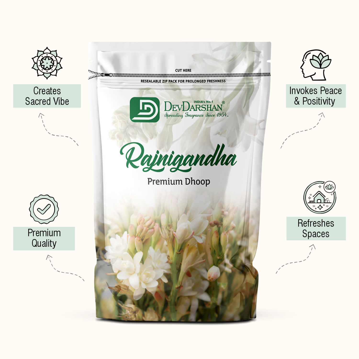 Rajnigandha Premium Wet Dhoop Sticks Zip Pack (20 Sticks) 2