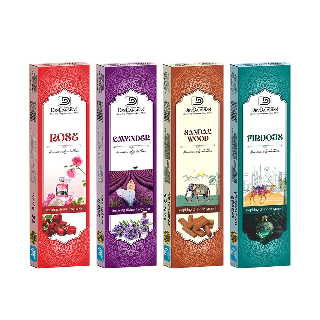 Premium 4 In 1 Incense Sticks Combo Pack - Divine Fragrance