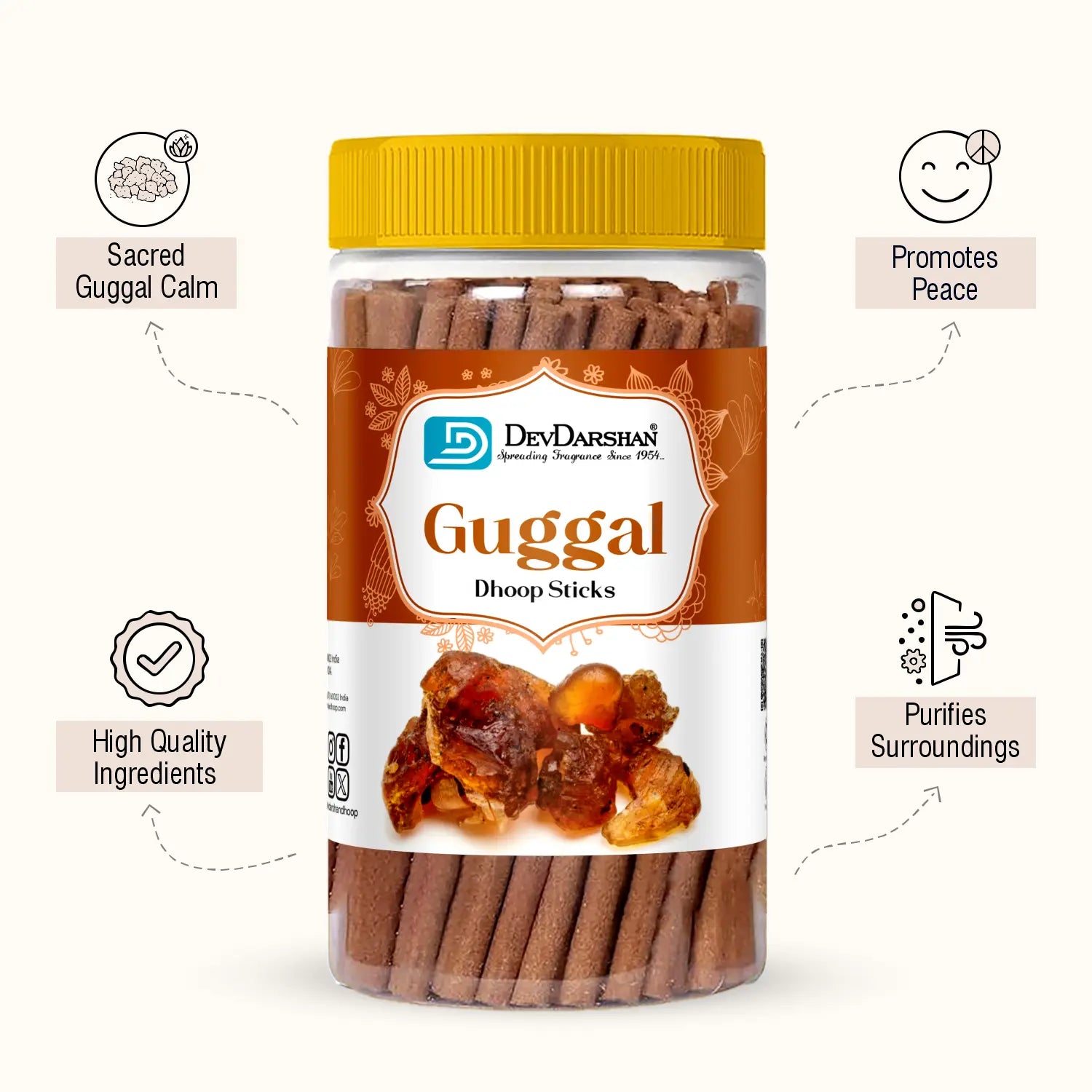Guggal Dry Dhoop Sticks Jar (85g) 3