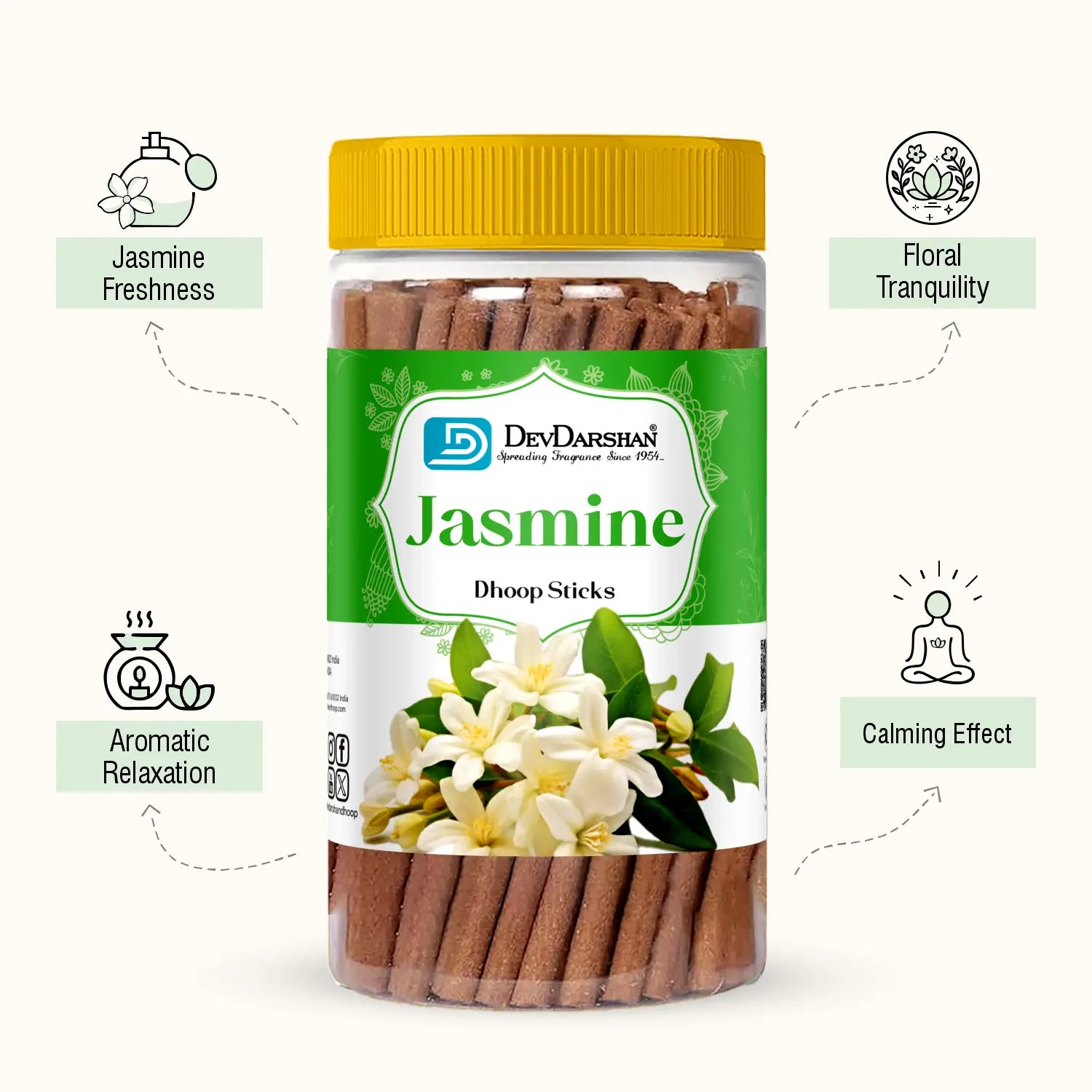 Jasmine Dry Dhoop Sticks Jar (85g) 3