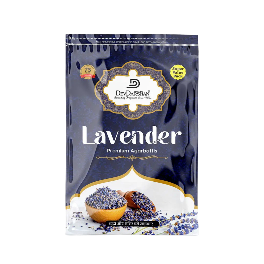 Natural Lavender Incense Sticks Pouch - Premium Agarbatti