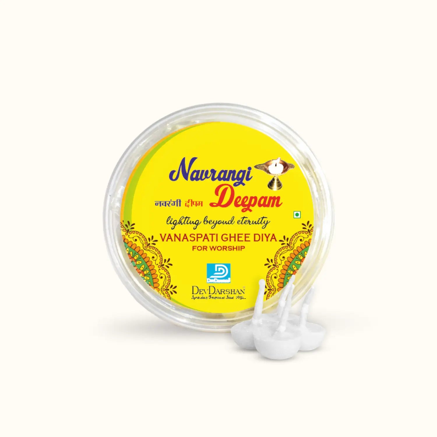 Navrangi Deepam Vanaspati Ghee Diya Batti (100 Pieces) 1