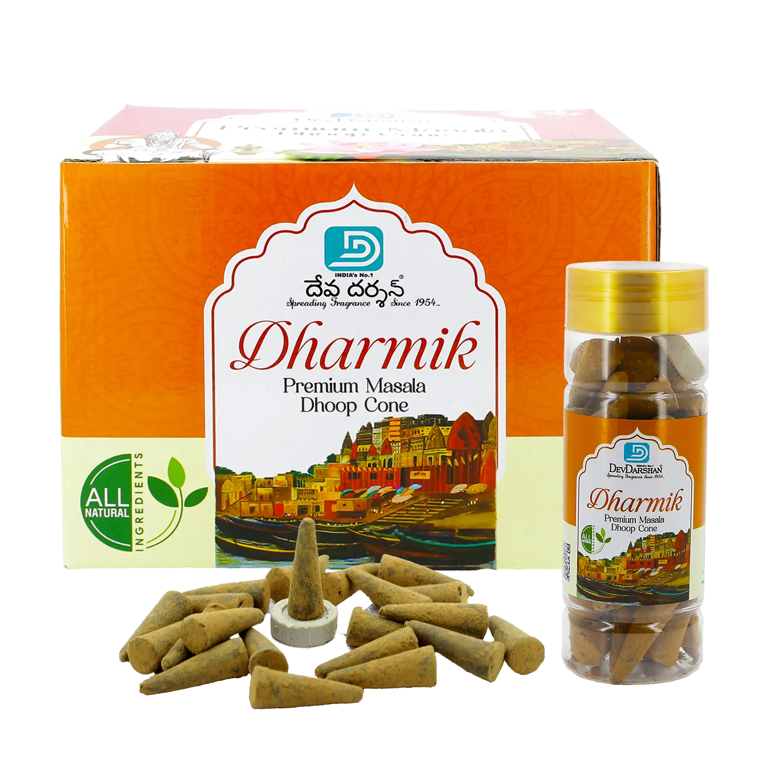 Premium Masala Dhoop Cones Jar 80g Dharmik 3