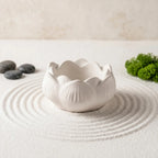 Ceramic Lotus Tealight Candle Holder (Classic Off-White)