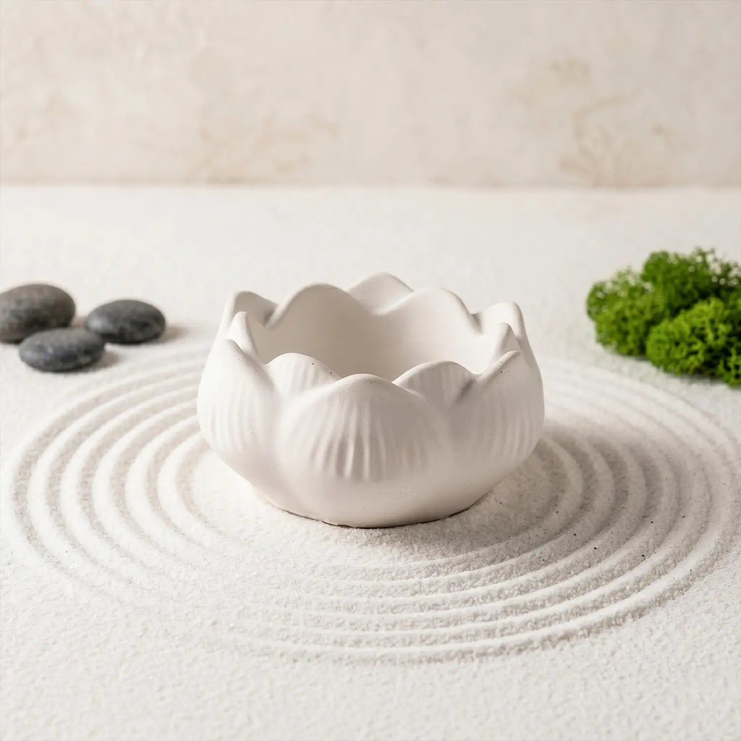 Ceramic Lotus Tealight Candle Holder (Classic Off-White)