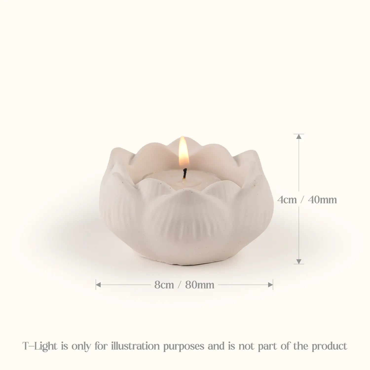 Ceramic Lotus Tealight Candle Holder (Classic Off-White)