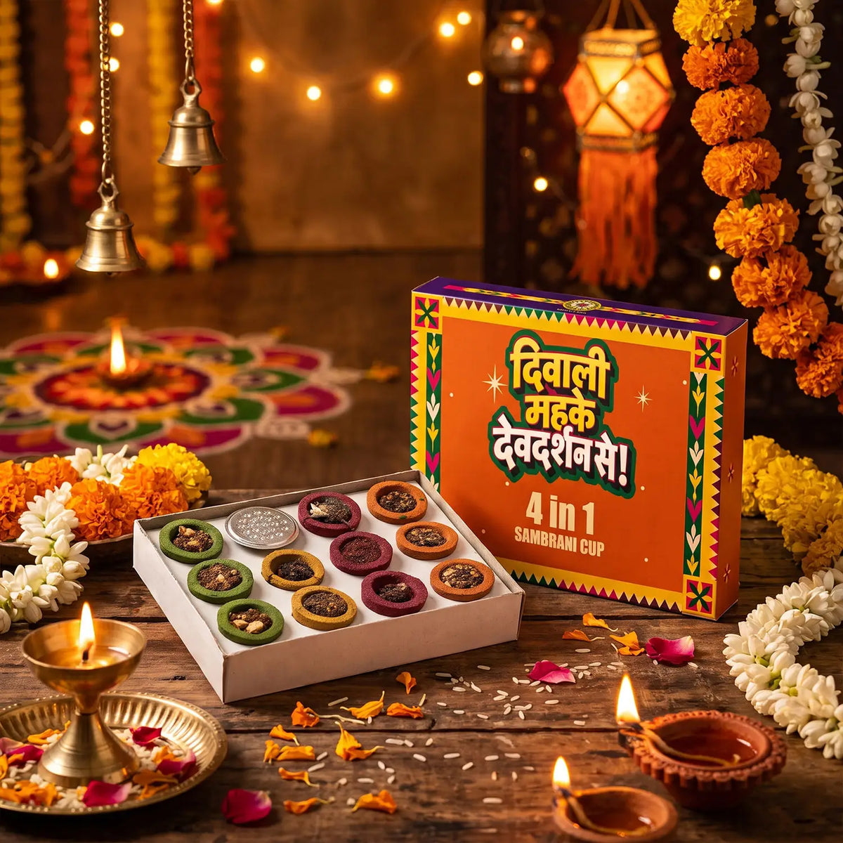 Diwali Special 4in1 Sambrani Cups (12 Cups)
