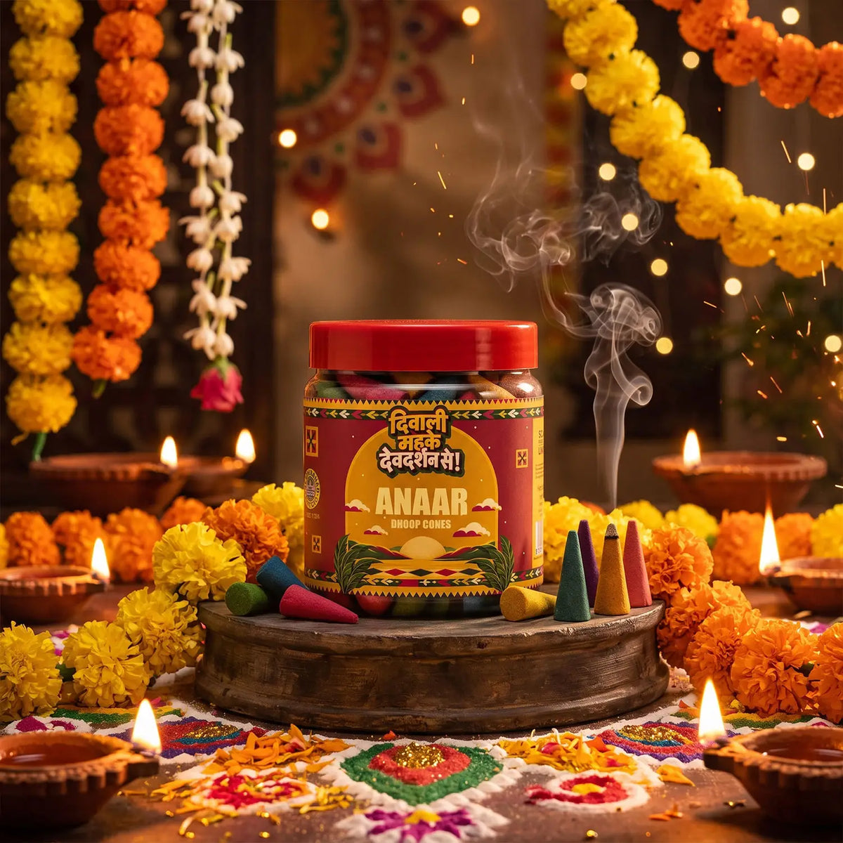 Diwali Special Anaar Dhoop Cones Jar (100g)