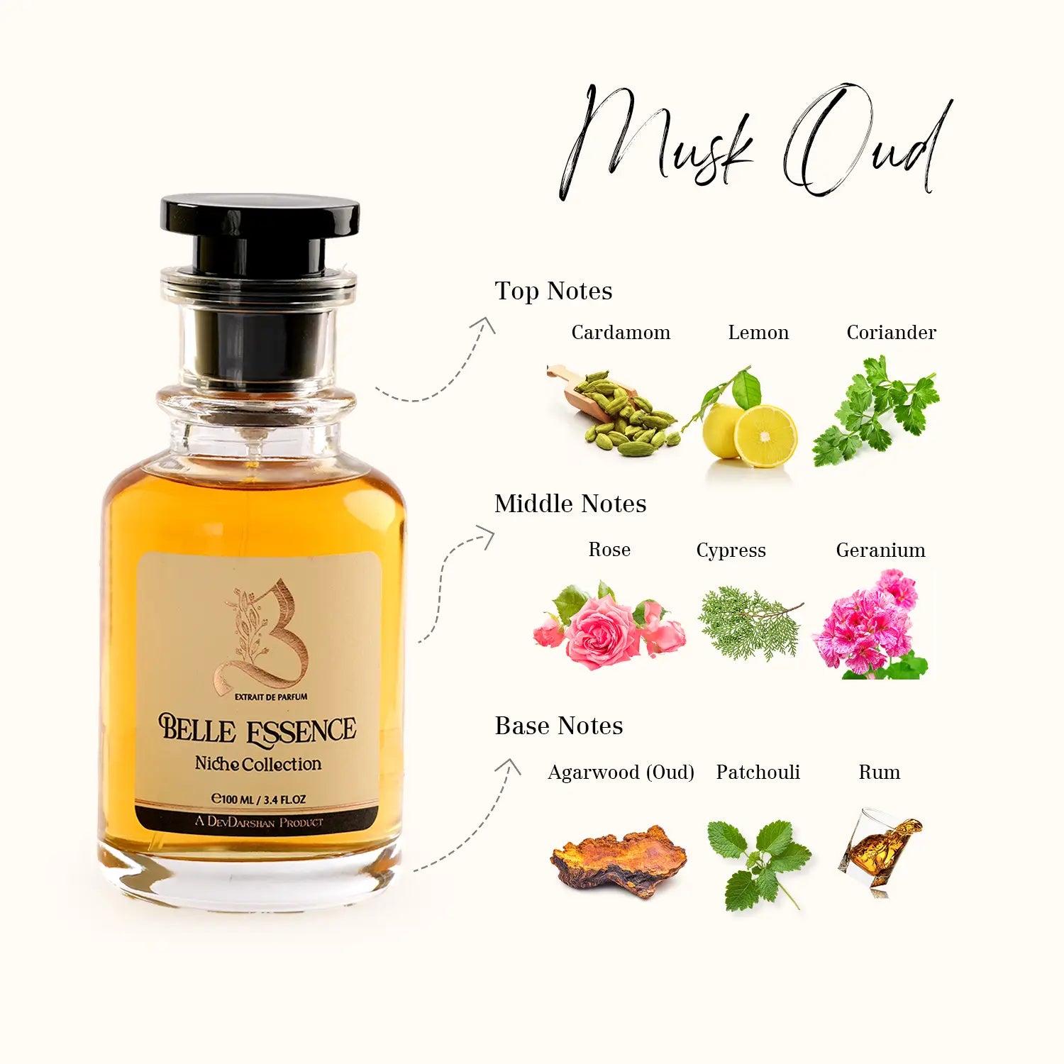 Belle Essence Musk Oud Parfum for Men (100ml)