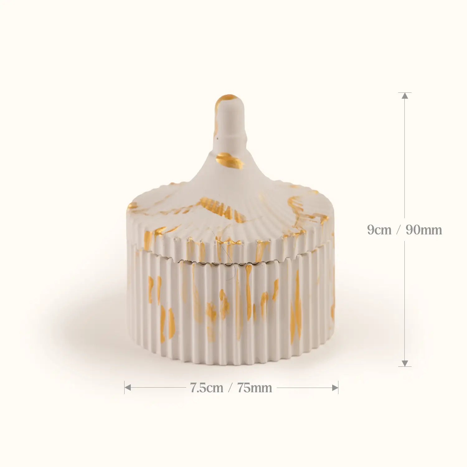 Trinket Jar Scented Candle with Dome Lid (Off White Gray with Stokes of Gold)