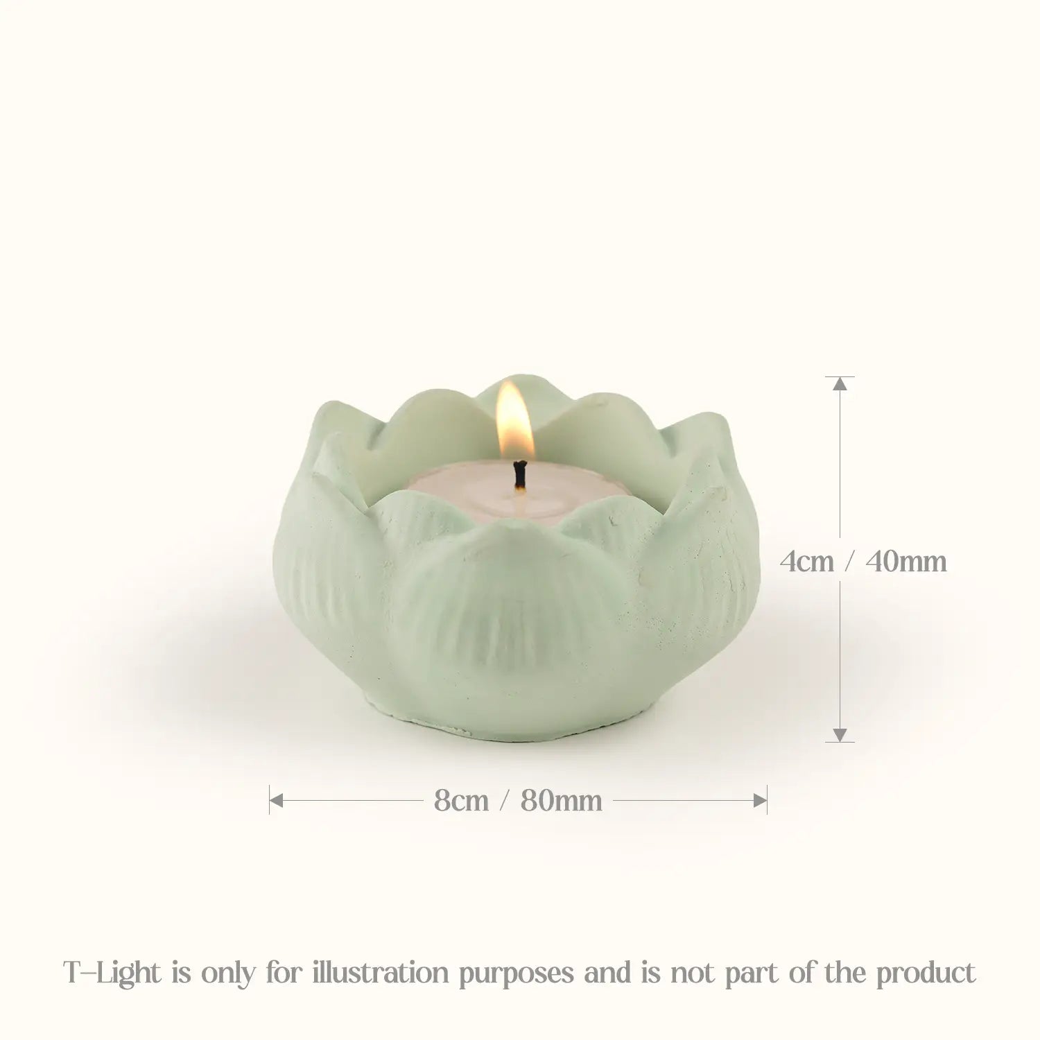 Ceramic Lotus Tealight Candle Holder (Sage Green)