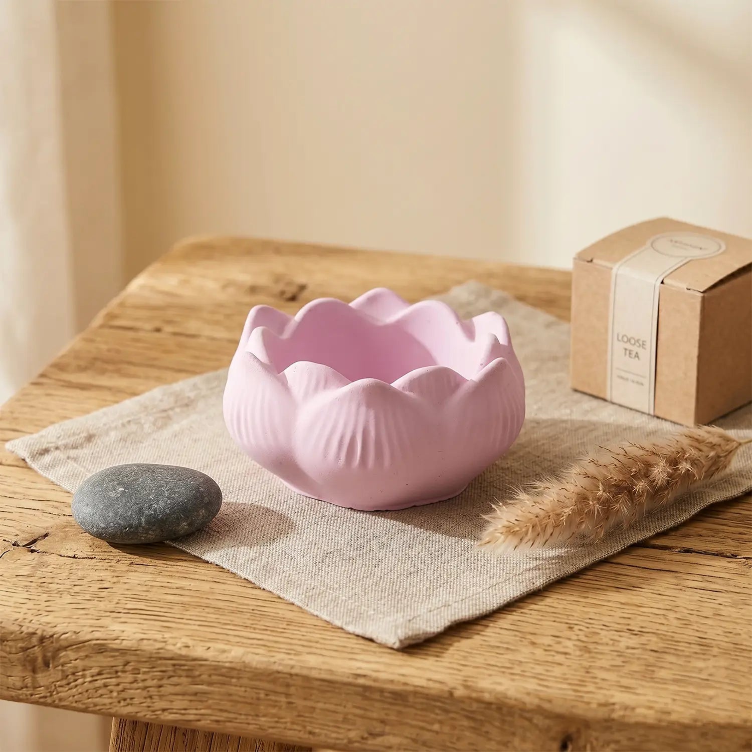 Ceramic Lotus Tealight Candle Holder (Sakura Pink)