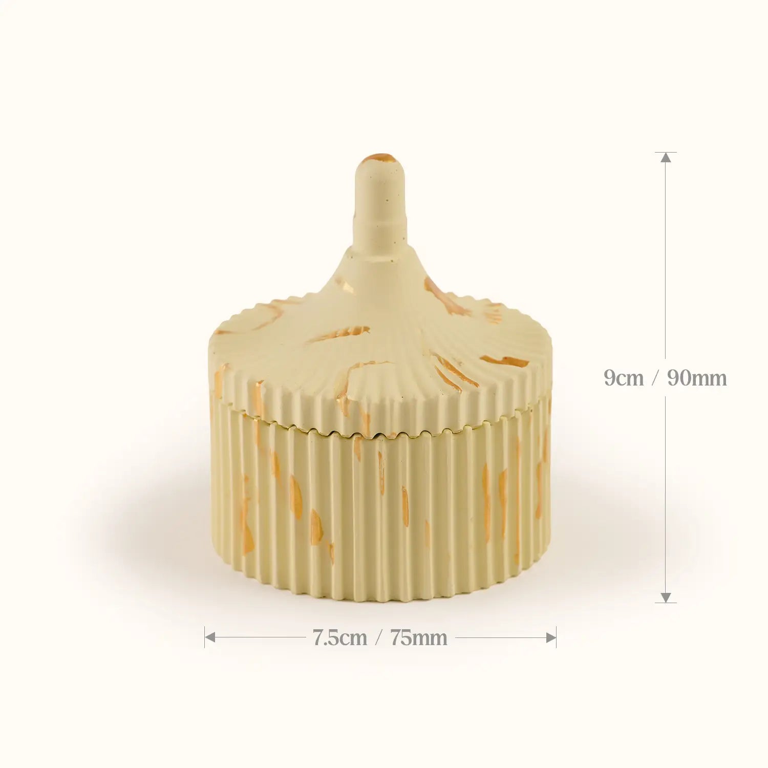 Trinket Jar Scented Candle with Dome Lid (Sunlit Yellow with Strokes of Gold)