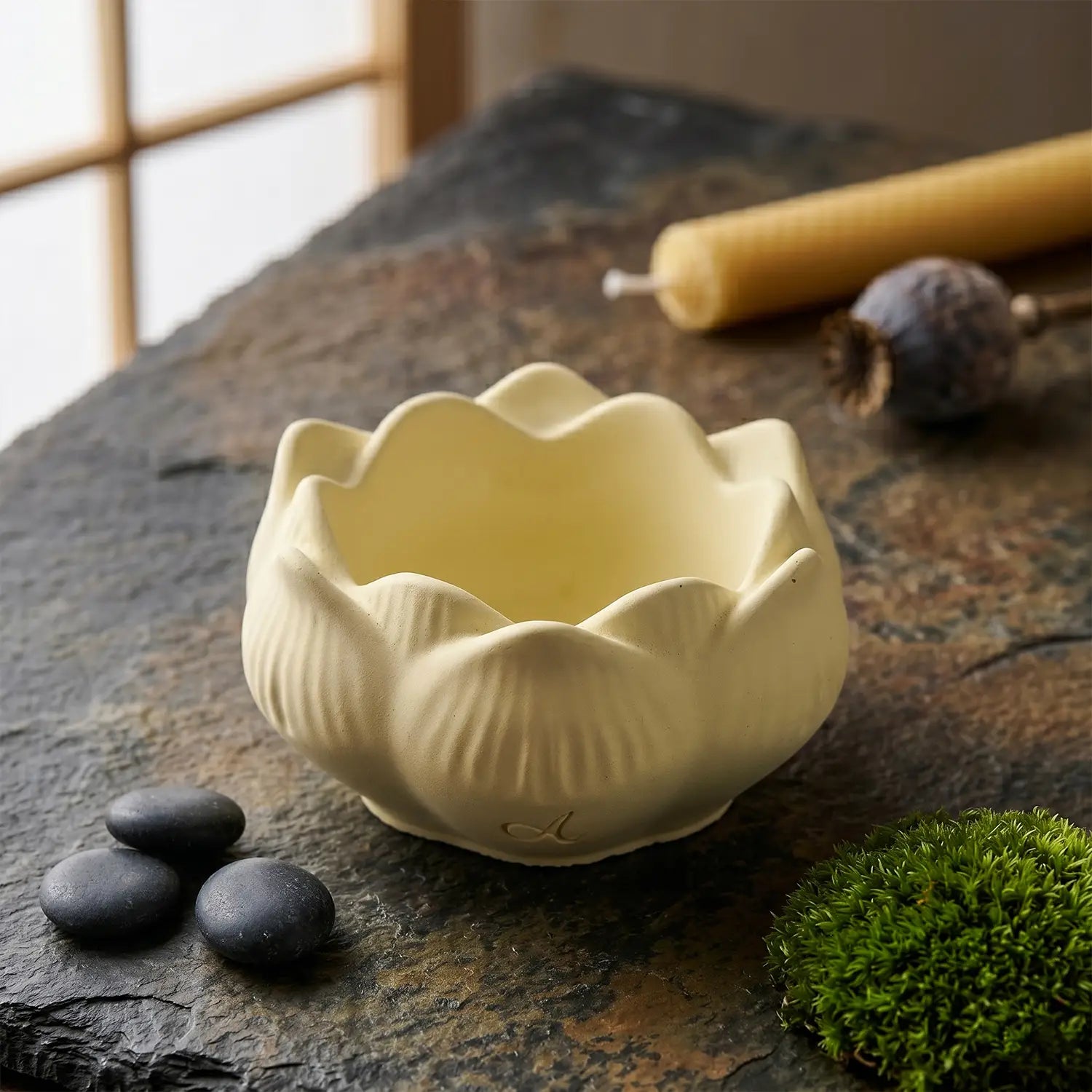 Ceramic Lotus Tealight Candle Holder (Sunshine Yellow)