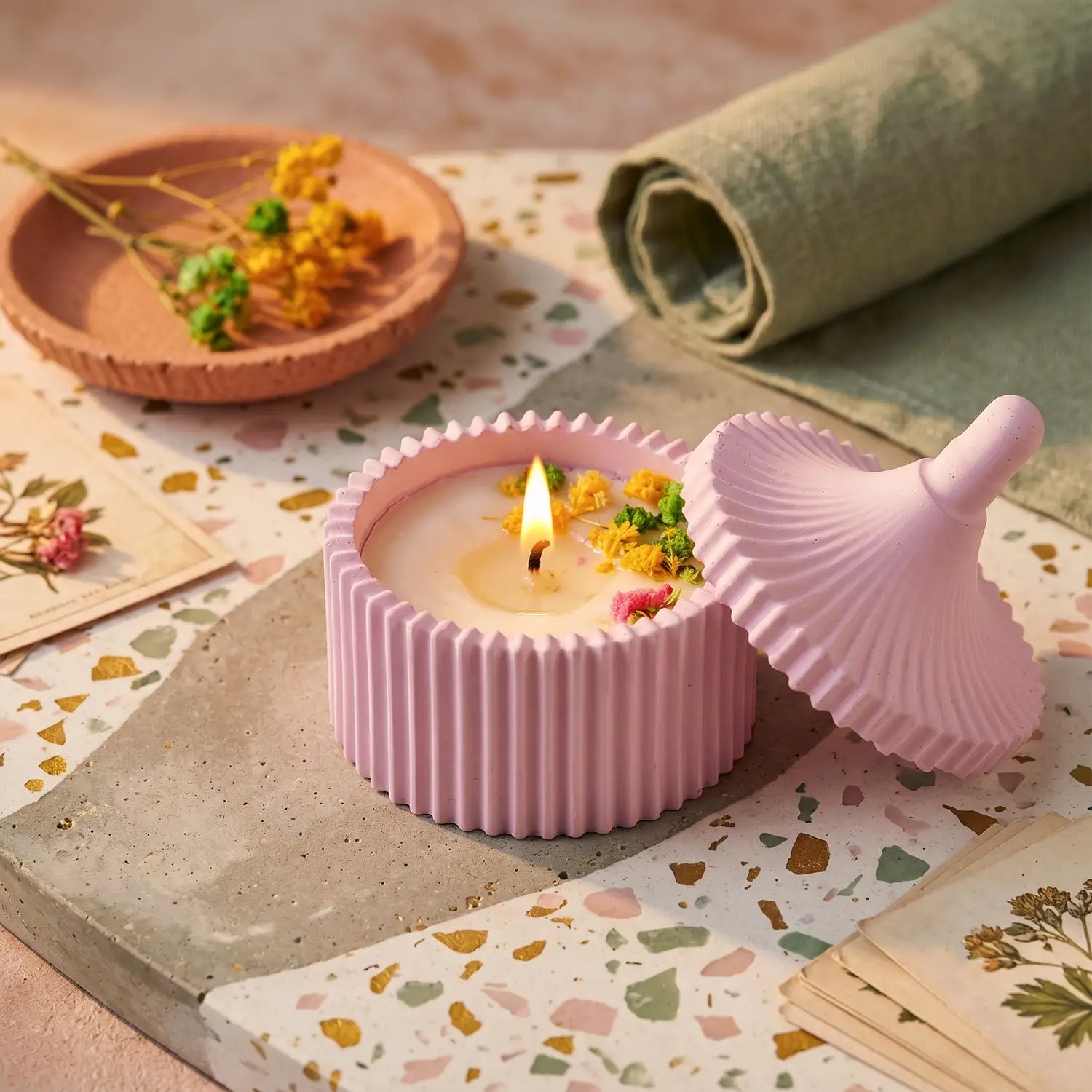 Trinket Jar Scented Candle with Dome Lid (Blush Pink)