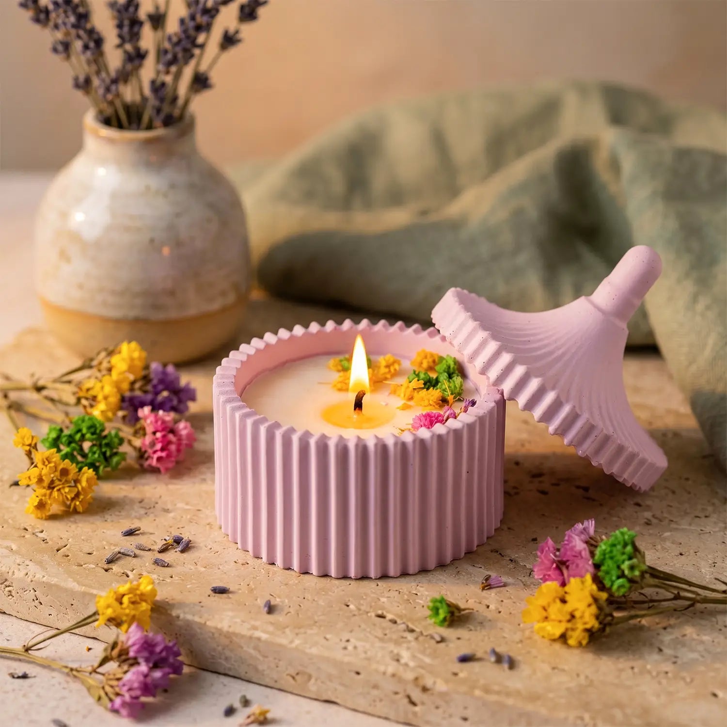 Trinket Jar Scented Candle with Dome Lid (Blush Pink)