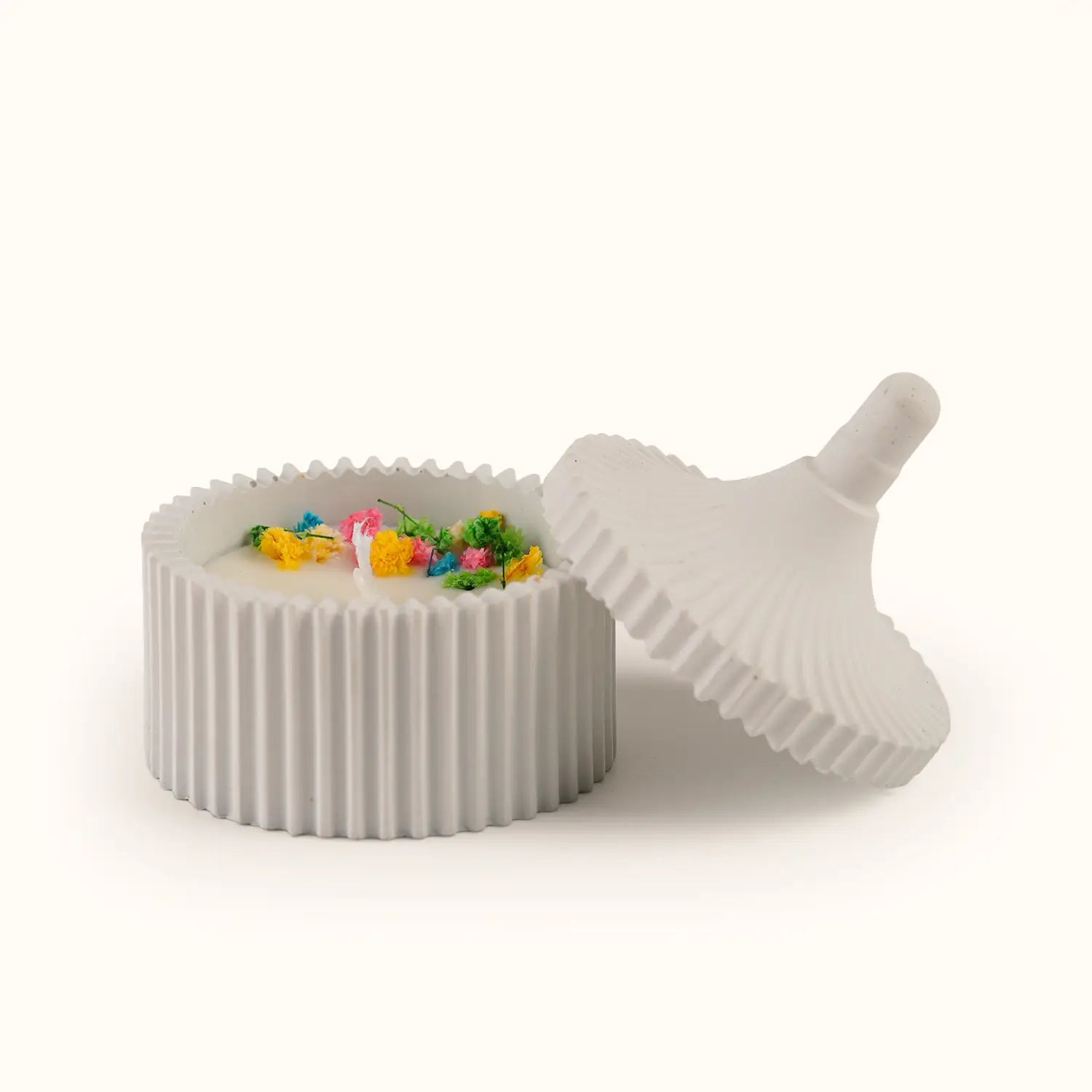 Trinket Jar Scented Candle with Dome Lid (Off White Gray)