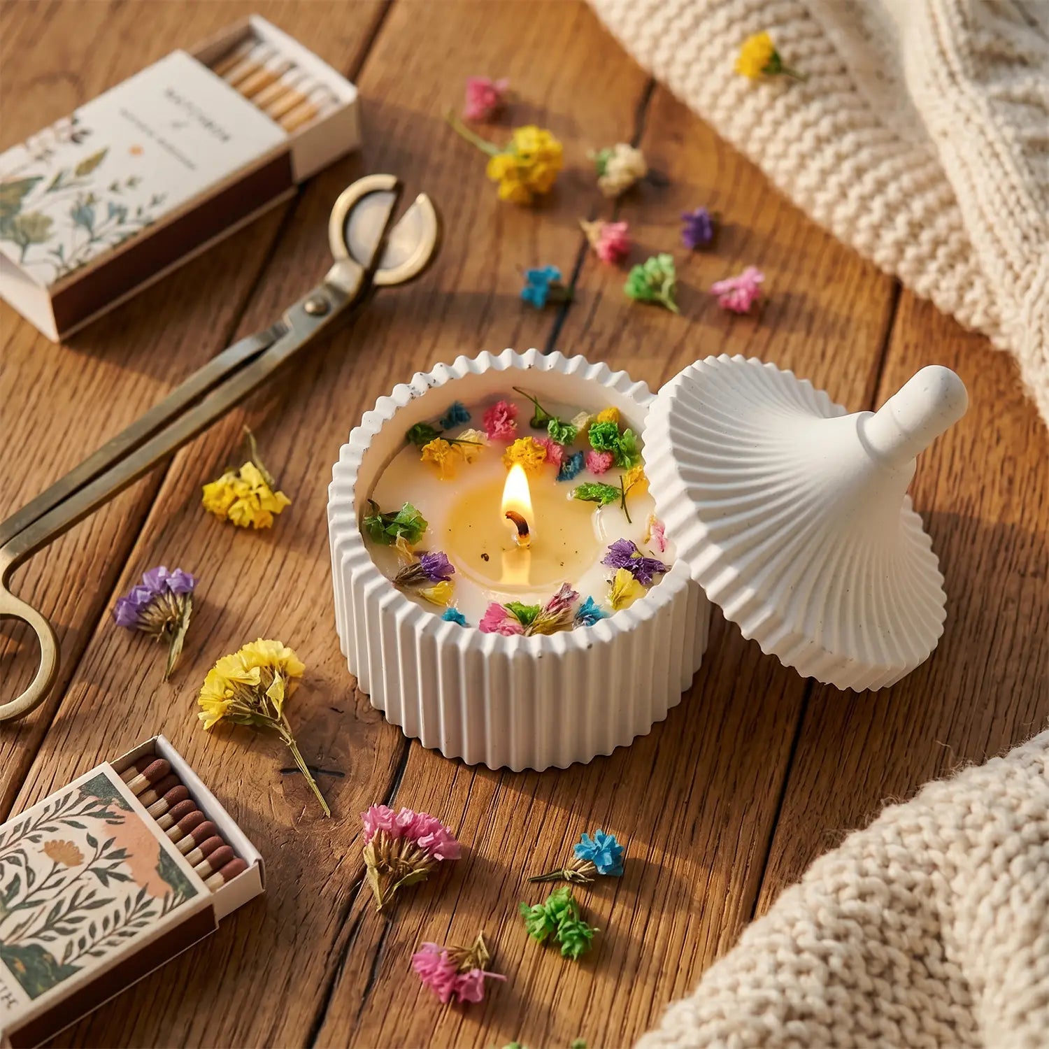 Trinket Jar Scented Candle with Dome Lid (Off White Gray)