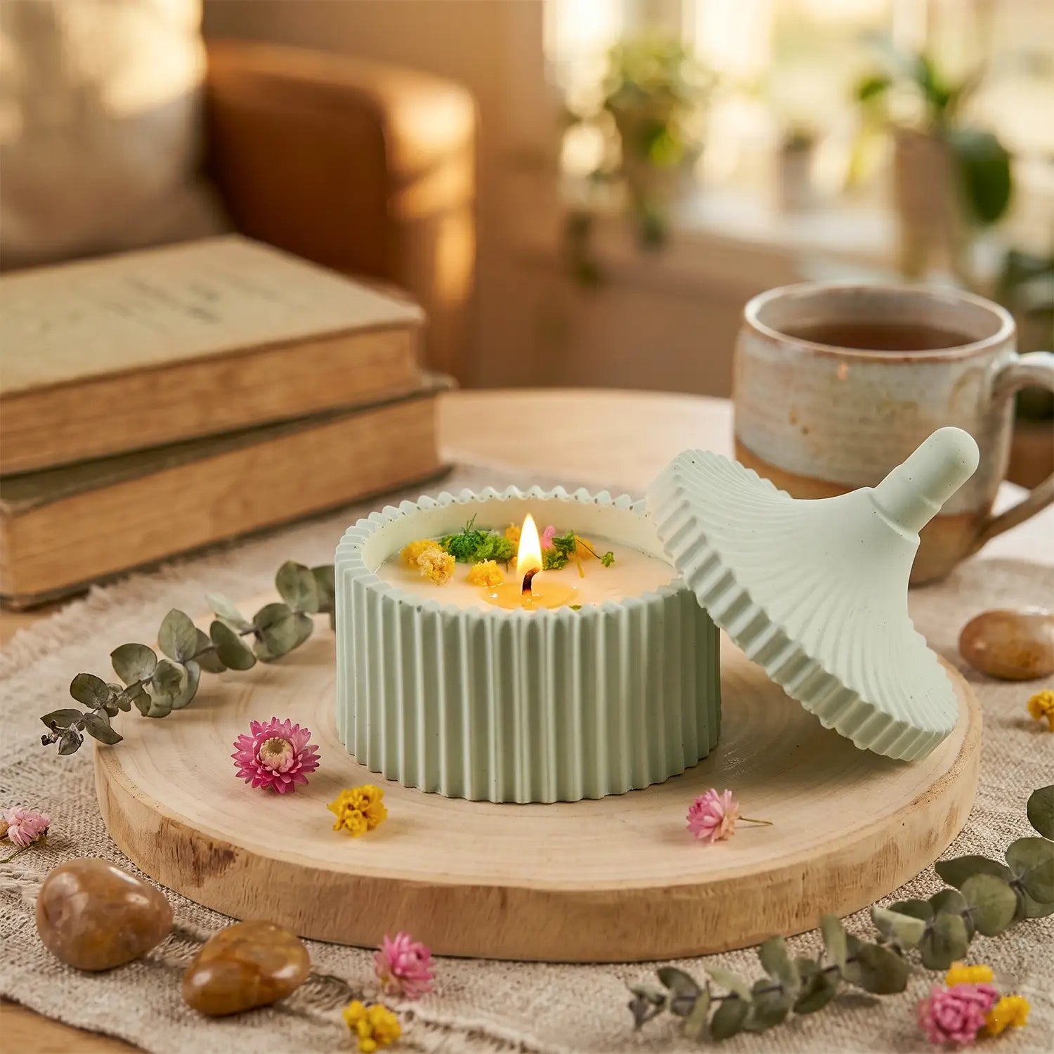 Trinket Jar Scented Candle with Dome Lid (Sage Green)