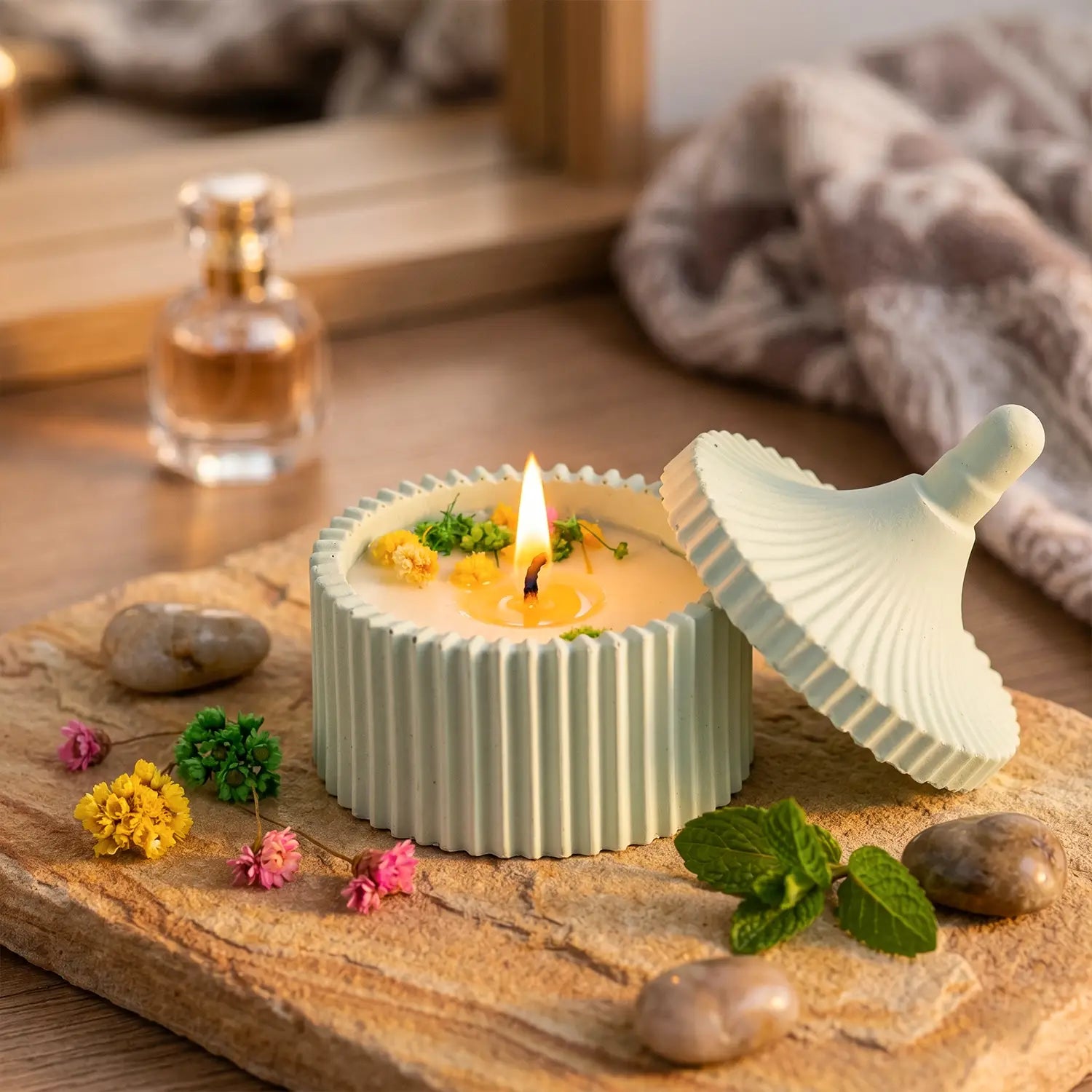 Trinket Jar Scented Candle with Dome Lid (Sage Green)
