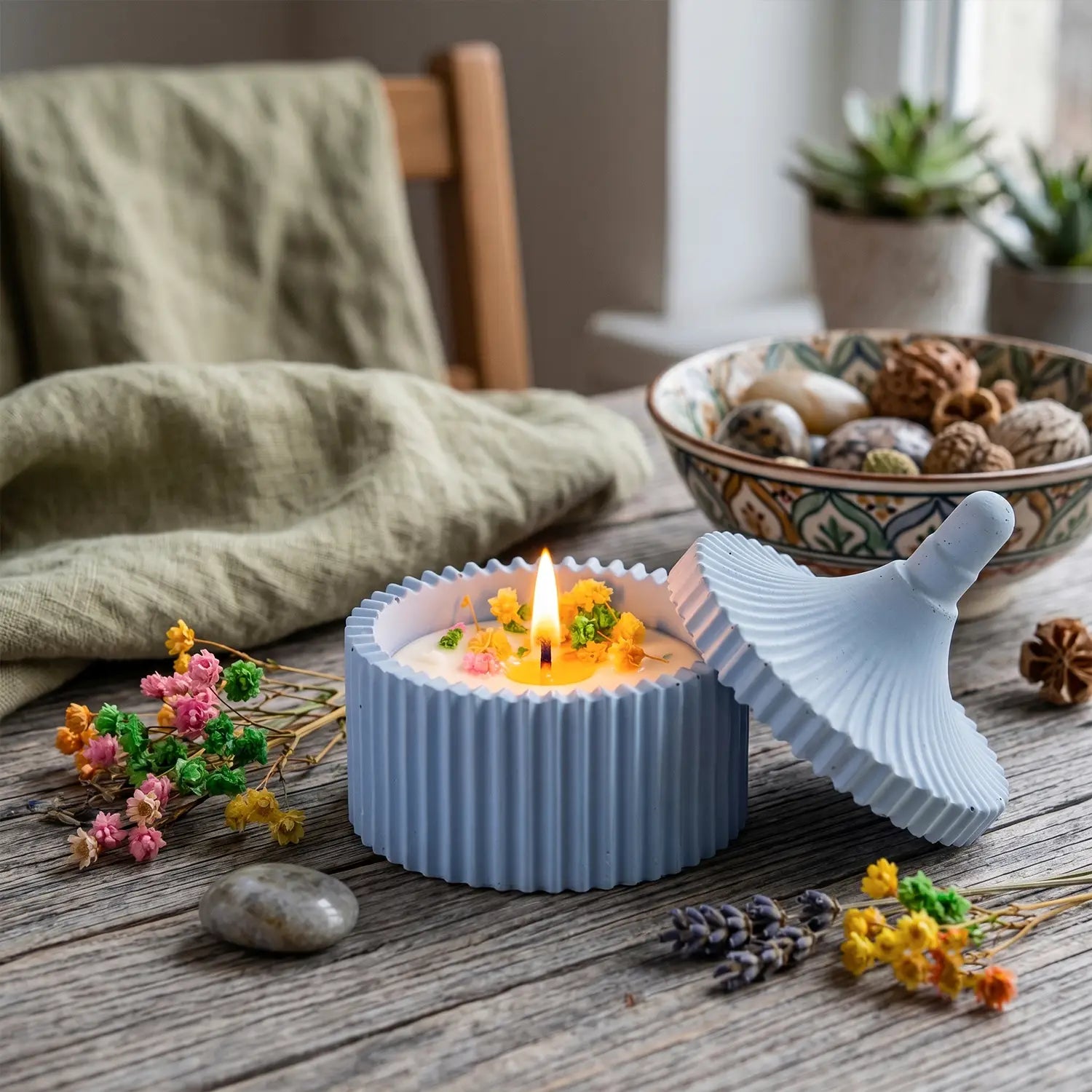 Trinket Jar Scented Candle with Dome Lid (Serene Blue)
