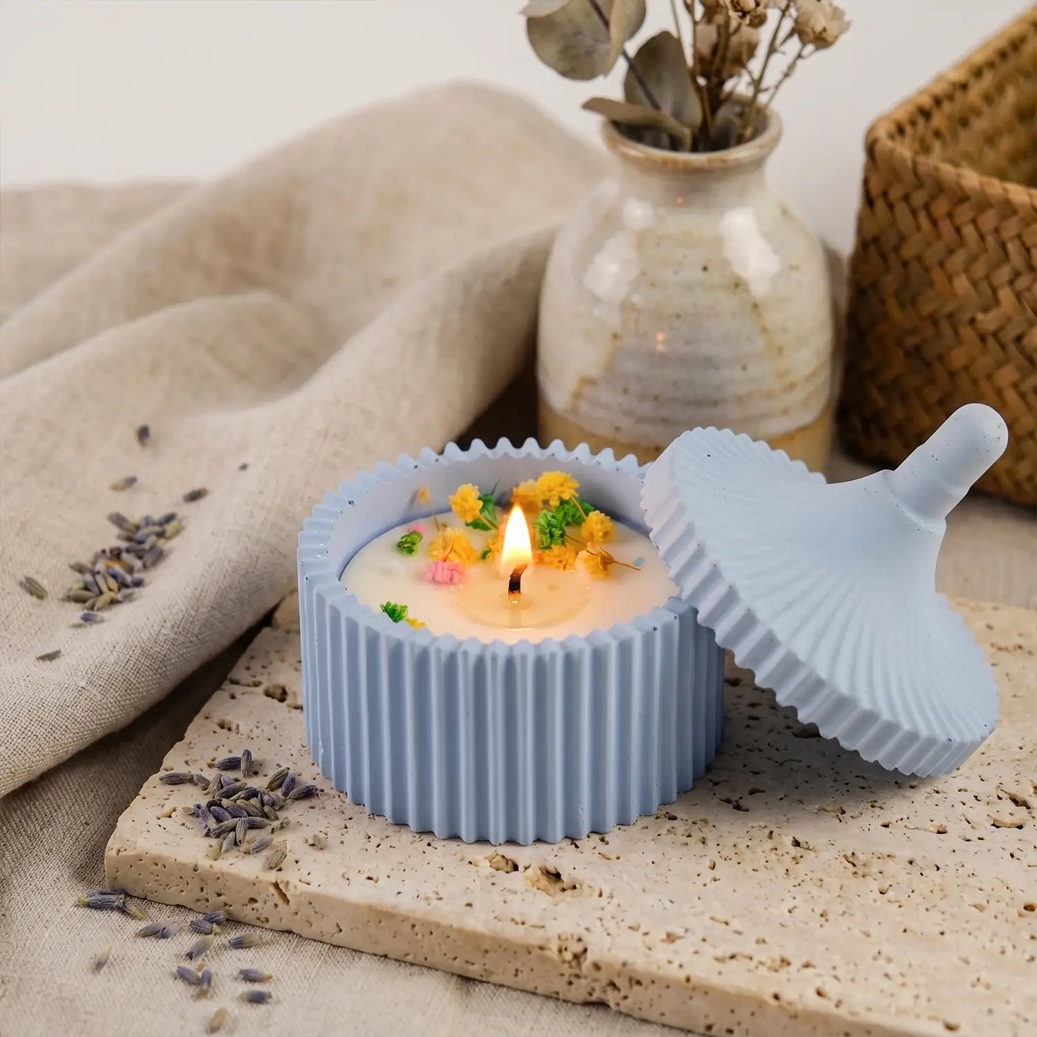 Trinket Jar Scented Candle with Dome Lid (Serene Blue)