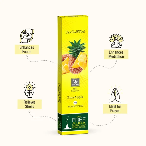 Indume Pineapple Incense Sticks with Free Dhoop Cones (100g) - Image 2