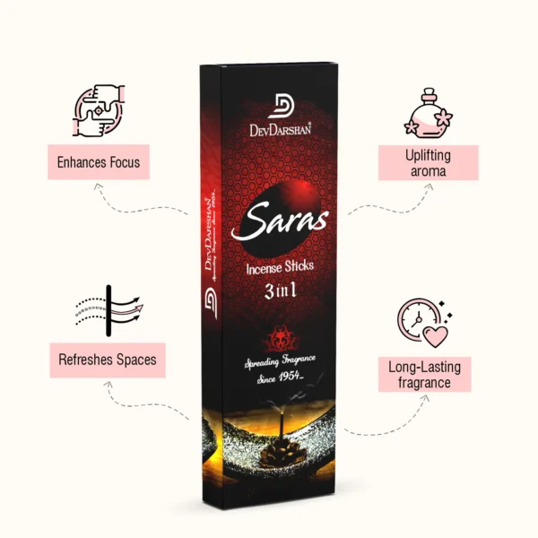Saras 3 in 1 Incense Sticks (40g) - Image 2