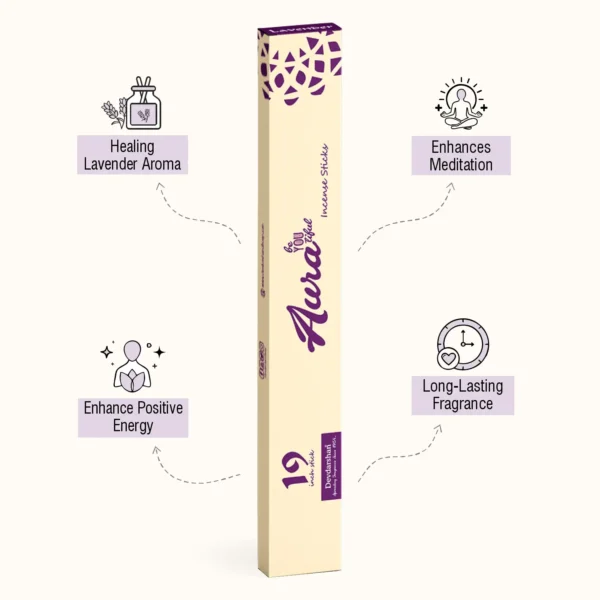 Aura Lavender Long Incense Sticks (10 Sticks) - Image 2