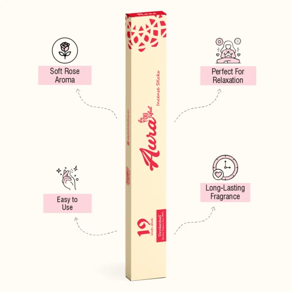 Aura Rose Long Incense Sticks (10 Sticks) - Image 2