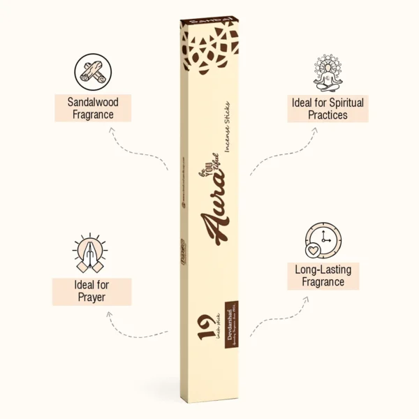 Aura Sandal Long Incense Sticks (10 Sticks) - Image 2
