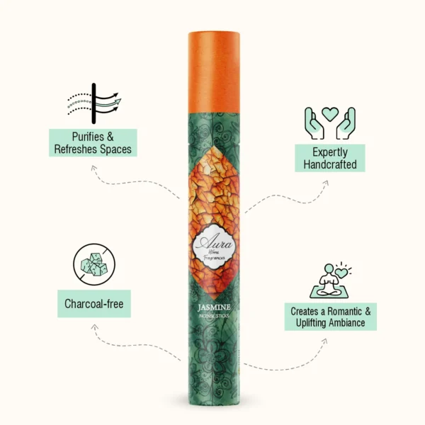 Aura Jasmine Incense Sticks Tube Pack (40 Sticks) - Image 2